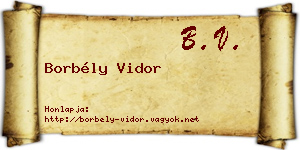 Borbély Vidor névjegykártya